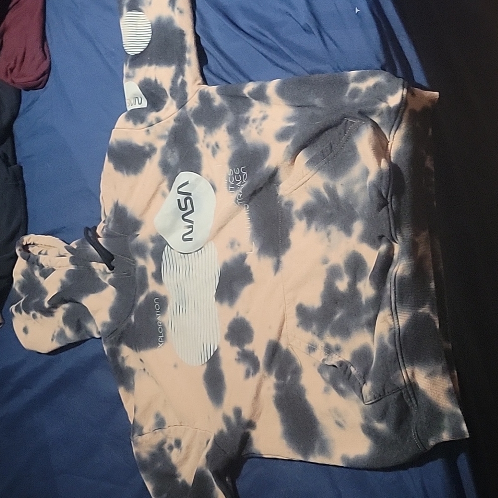 large tan and black nasa hoodie